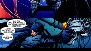 Illustration for article titled 7 Times Batman has bent his 'no guns' rule